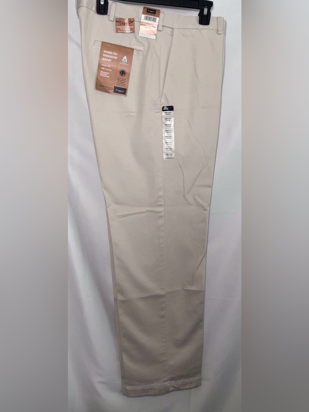 Men's Haggar Work to Weekend Flat Front Pant 3" Flex Waist 36W x 31L Khaki